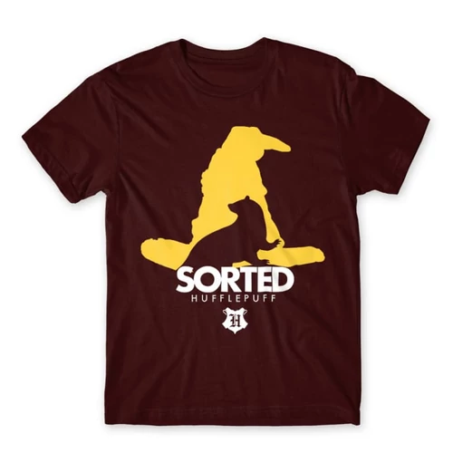 Bordó Harry Potter férfi rövid ujjú póló - Sorted Hufflepuff