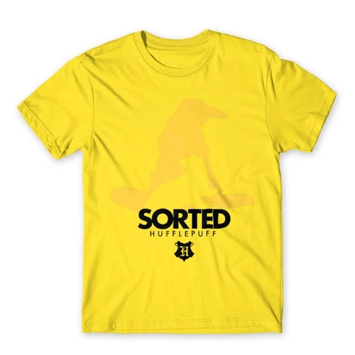 Citromsárga Harry Potter férfi rövid ujjú póló - Sorted Hufflepuff