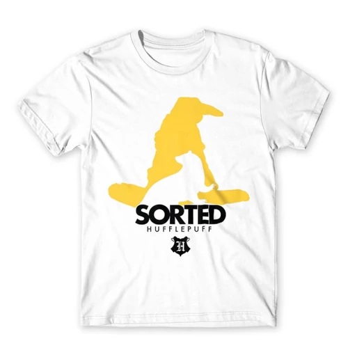 Fehér Harry Potter férfi rövid ujjú póló - Sorted Hufflepuff