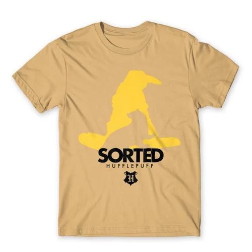 Homok Harry Potter férfi rövid ujjú póló - Sorted Hufflepuff