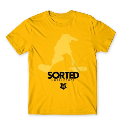 Sárga Harry Potter férfi rövid ujjú póló - Sorted Hufflepuff