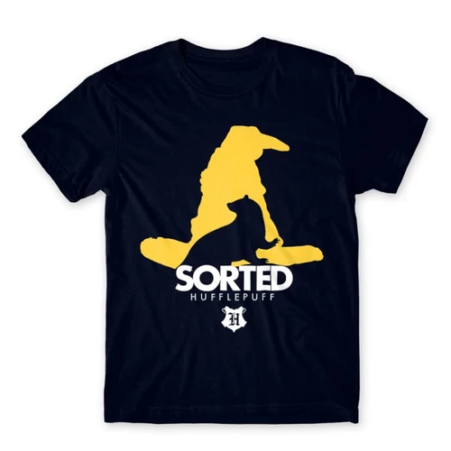 Sötétkék Harry Potter férfi rövid ujjú póló - Sorted Hufflepuff