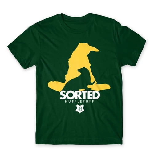 Sötétzöld Harry Potter férfi rövid ujjú póló - Sorted Hufflepuff