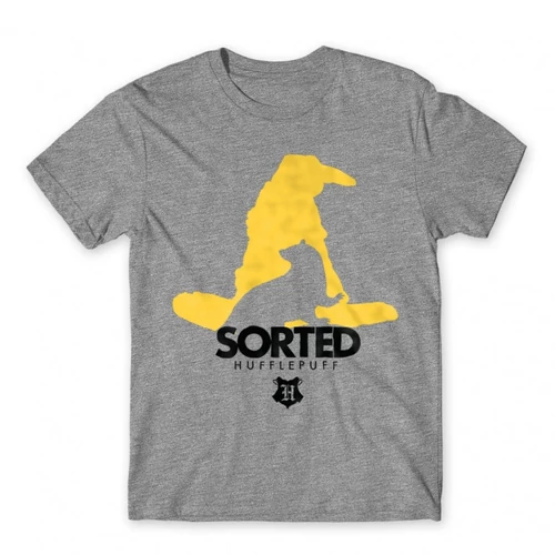 Sportszürke Harry Potter férfi rövid ujjú póló - Sorted Hufflepuff