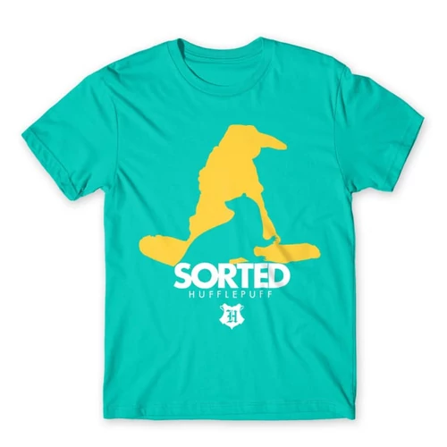Türkiz Harry Potter férfi rövid ujjú póló - Sorted Hufflepuff
