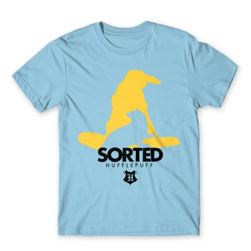 Világoskék Harry Potter férfi rövid ujjú póló - Sorted Hufflepuff