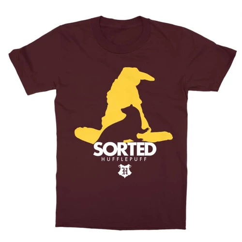 Bordó Harry Potter gyerek rövid ujjú póló - Sorted Hufflepuff