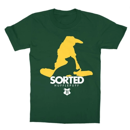 Sötétzöld Harry Potter gyerek rövid ujjú póló - Sorted Hufflepuff