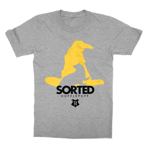 Sportszürke Harry Potter gyerek rövid ujjú póló - Sorted Hufflepuff