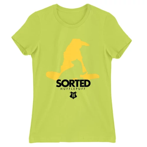 Almazöld Harry Potter női rövid ujjú póló - Sorted Hufflepuff