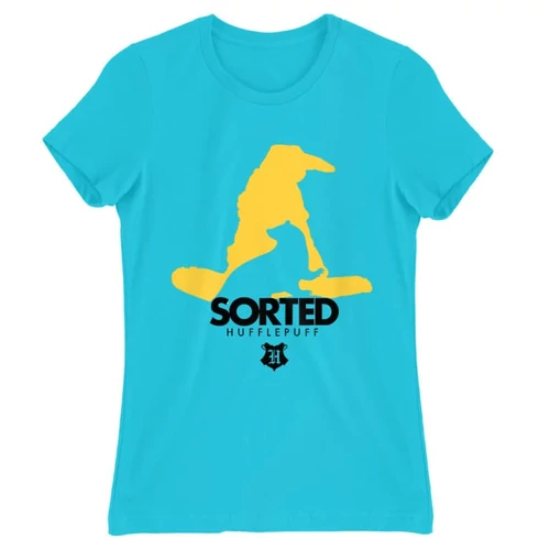 Atollkék Harry Potter női rövid ujjú póló - Sorted Hufflepuff