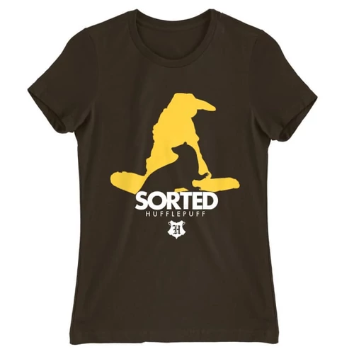 Barna Harry Potter női rövid ujjú póló - Sorted Hufflepuff