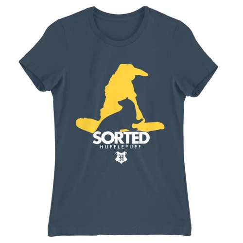 Denim Harry Potter női rövid ujjú póló - Sorted Hufflepuff