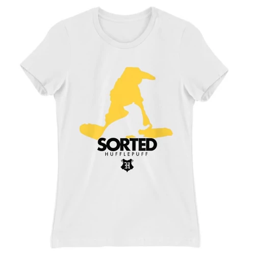 Fehér Harry Potter női rövid ujjú póló - Sorted Hufflepuff