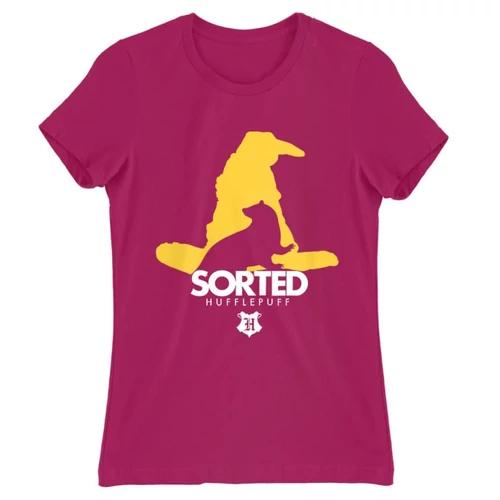 Pink Harry Potter női rövid ujjú póló - Sorted Hufflepuff
