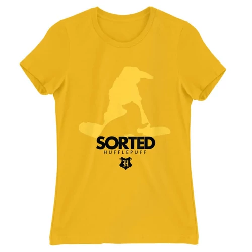 Sárga Harry Potter női rövid ujjú póló - Sorted Hufflepuff