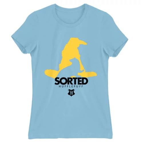 Világoskék Harry Potter női rövid ujjú póló - Sorted Hufflepuff