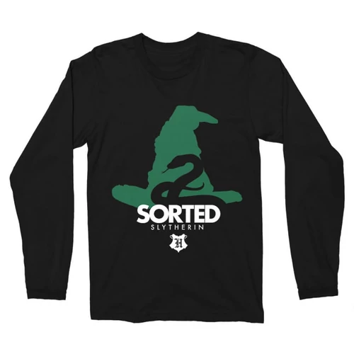 Fekete Harry Potter férfi hosszú ujjú póló - Sorted Slytherin