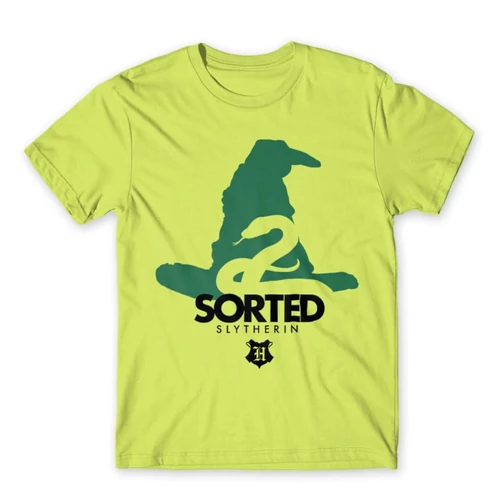 Almazöld Harry Potter férfi rövid ujjú póló - Sorted Slytherin