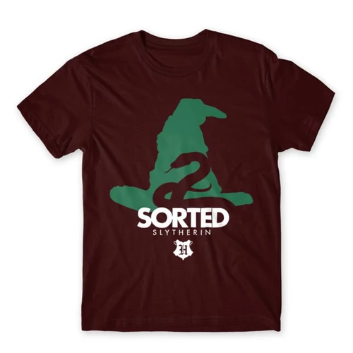 Bordó Harry Potter férfi rövid ujjú póló - Sorted Slytherin