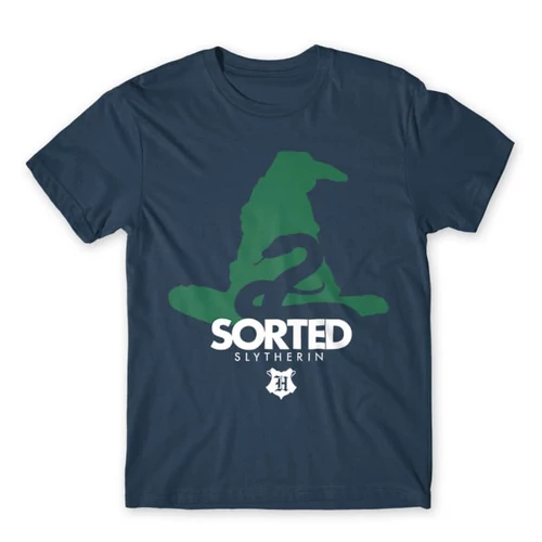 Denim Harry Potter férfi rövid ujjú póló - Sorted Slytherin