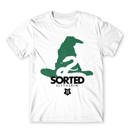 Fehér Harry Potter férfi rövid ujjú póló - Sorted Slytherin