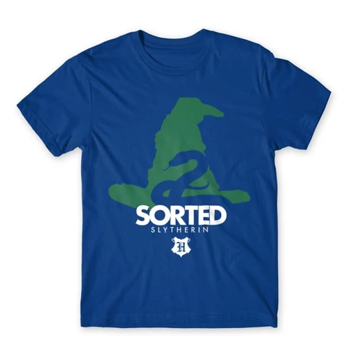 Királykék Harry Potter férfi rövid ujjú póló - Sorted Slytherin