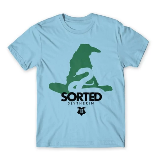 Világoskék Harry Potter férfi rövid ujjú póló - Sorted Slytherin