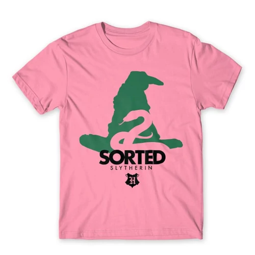 Világos rózsaszín Harry Potter férfi rövid ujjú póló - Sorted Slytherin