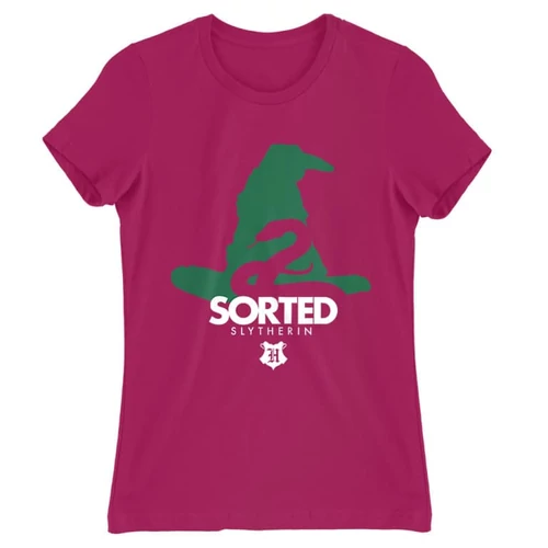 Pink Harry Potter női rövid ujjú póló - Sorted Slytherin