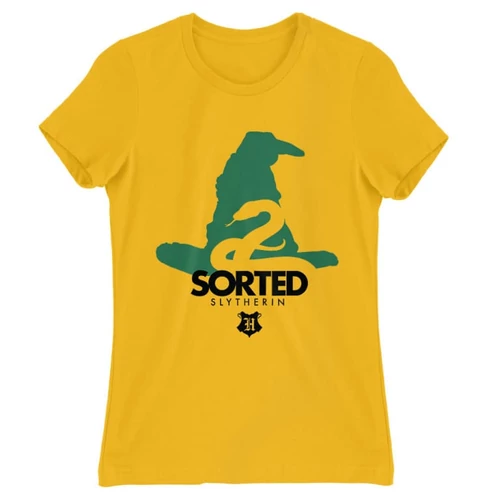 Sárga Harry Potter női rövid ujjú póló - Sorted Slytherin