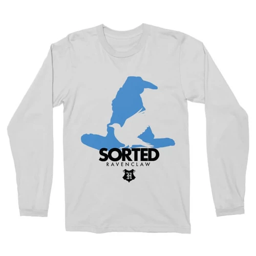 Fehér Harry Potter férfi hosszú ujjú póló - Sorted Ravenclaw