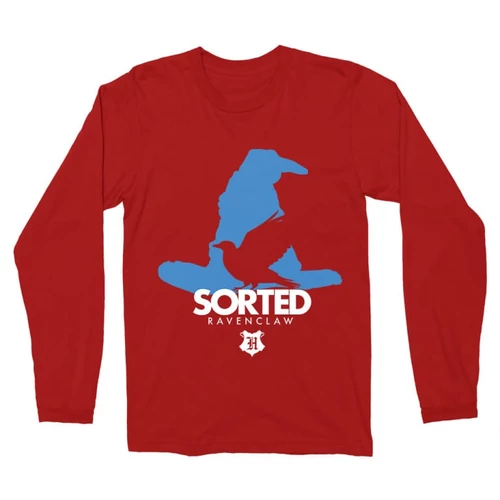 Piros Harry Potter férfi hosszú ujjú póló - Sorted Ravenclaw