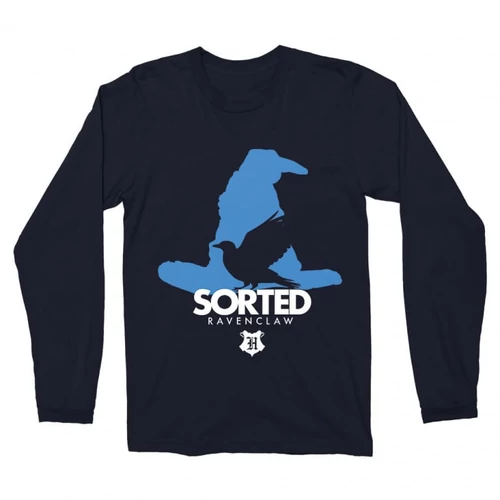 Sötétkék Harry Potter férfi hosszú ujjú póló - Sorted Ravenclaw