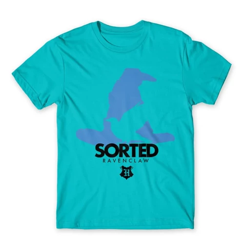 Atollkék Harry Potter férfi rövid ujjú póló - Sorted Ravenclaw