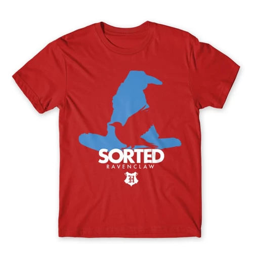 Piros Harry Potter férfi rövid ujjú póló - Sorted Ravenclaw