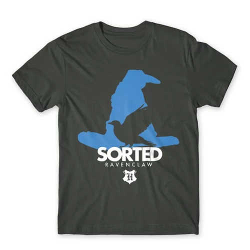 Sötétszürke Harry Potter férfi rövid ujjú póló - Sorted Ravenclaw