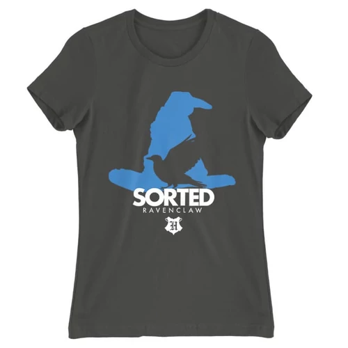 Sötétszürke Harry Potter női rövid ujjú póló - Sorted Ravenclaw