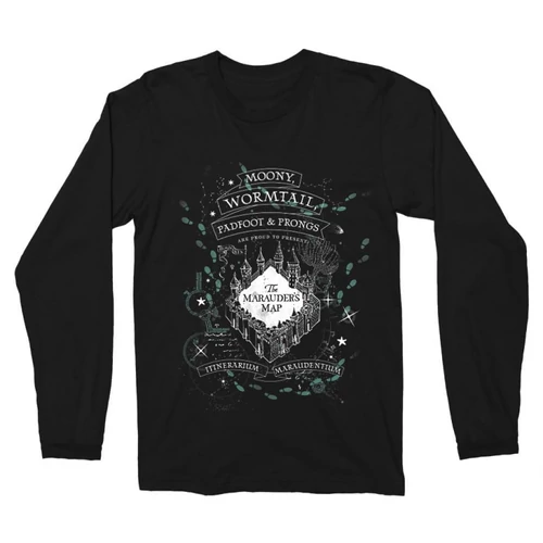 Fekete Harry Potter férfi hosszú ujjú póló - The Marauder's Map Cover