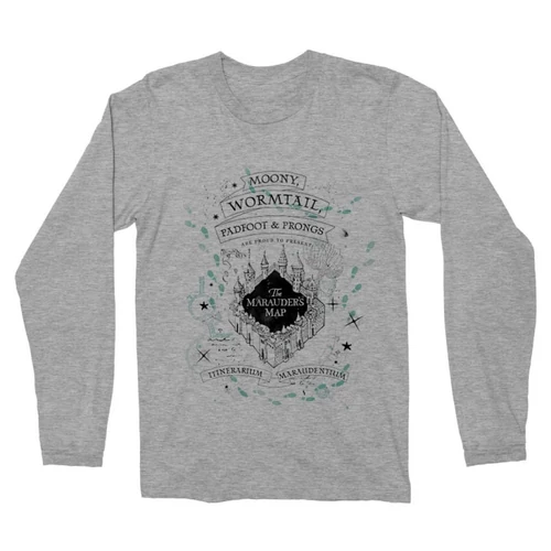 Sportszürke Harry Potter férfi hosszú ujjú póló - The Marauder's Map Cover