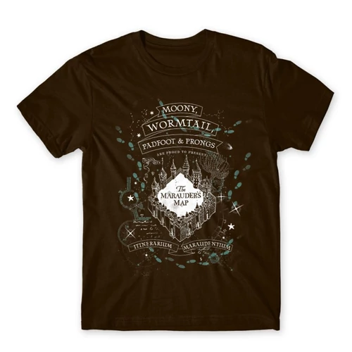 Barna Harry Potter férfi rövid ujjú póló - The Marauder's Map Cover