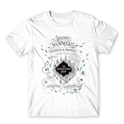 Fehér Harry Potter férfi rövid ujjú póló - The Marauder's Map Cover