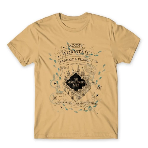 Homok Harry Potter férfi rövid ujjú póló - The Marauder's Map Cover
