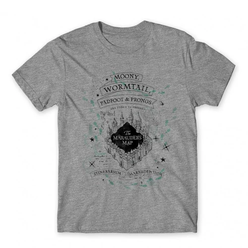 Sportszürke Harry Potter férfi rövid ujjú póló - The Marauder's Map Cover