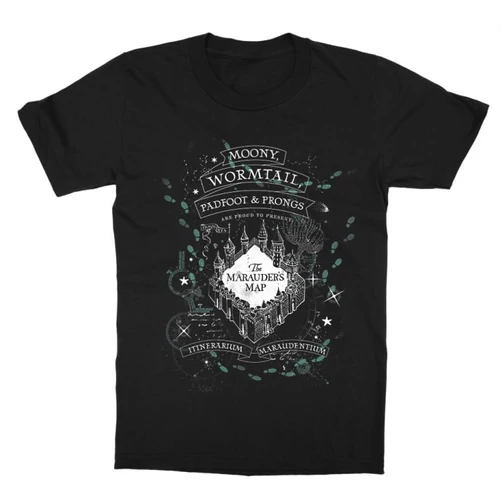 Fekete Harry Potter gyerek rövid ujjú póló - The Marauder's Map Cover