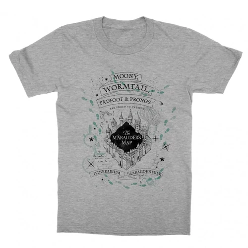 Sportszürke Harry Potter gyerek rövid ujjú póló - The Marauder's Map Cover