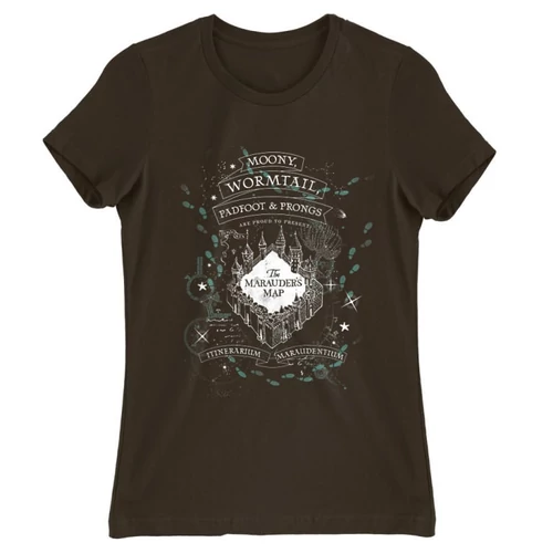 Barna Harry Potter női rövid ujjú póló - The Marauder's Map Cover