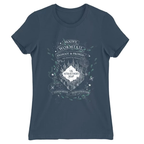 Denim Harry Potter női rövid ujjú póló - The Marauder's Map Cover