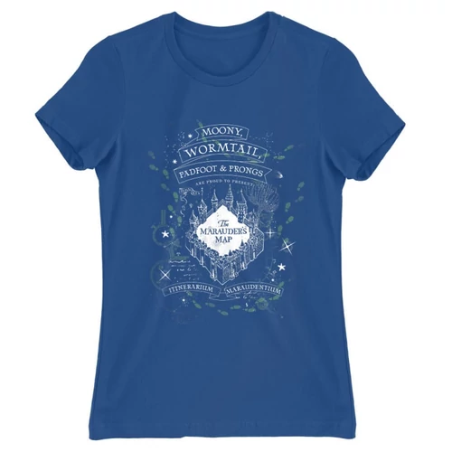 Királykék Harry Potter női rövid ujjú póló - The Marauder's Map Cover