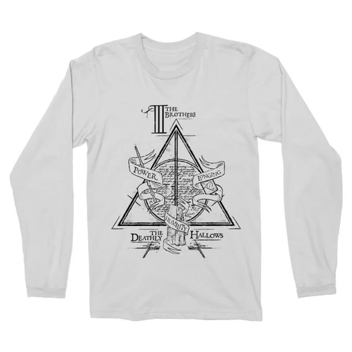 Fehér Harry Potter férfi hosszú ujjú póló - The three brothers